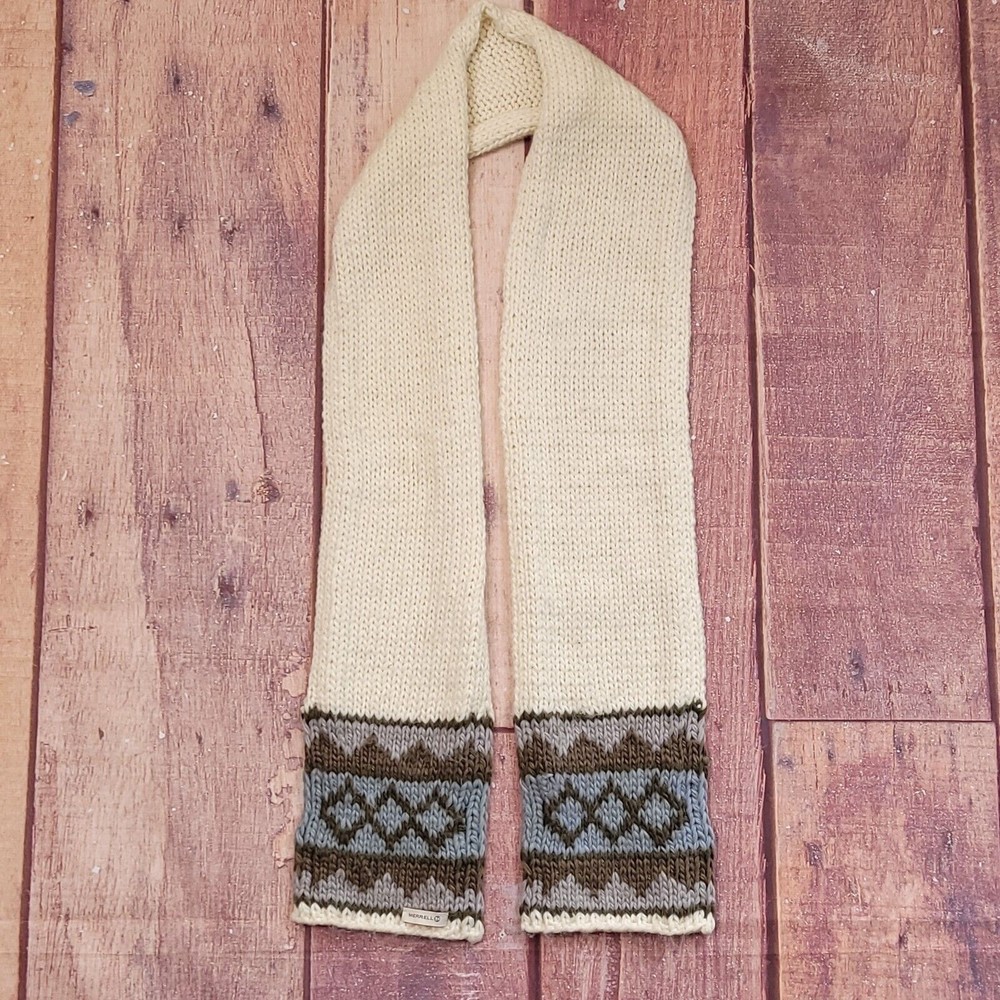 Merrell Knit Scarf Beige Fair Isle 70x7